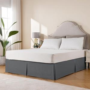 MIYE Pleated Waffle Weave Bed Skirt, Tailored Dust Ruffle 18 Inch Drop Easy Fit, Machine Washable (Dark Grey, TwinXL - 18" Drop) 