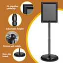 Sign Holder Stand 8.5x11 Inch, Adjustable Sign Stand with 360 Rotated Frame, Floor Standing Sign Holder, Snap-Open Frame Display, Outdoor Indoor Poster Display for advertising, Malls, Black