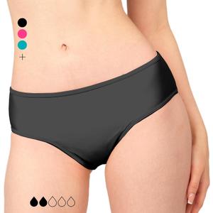 Period Swimwear - Menstrual Leakproof Bikini Bottoms - Mid Waisted Swim Bottoms for Teens, Girls, Women (XX-Small, Black)