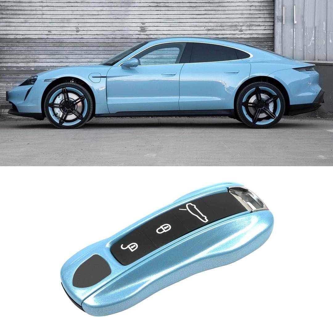 LCE Crystal Blue Key Fob Cover Compatible with Porsche Cayenne 2018-2025 Panamera 2017-2024 911 2019-2023 Taycan 2019-2024 Compatible with Porsche Key Cover (New Model)