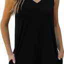 Women's Summer V Neck Tank Top Romper Sleeveless Loose Casual Shorts Jumpsuit Overalls with Pockets Outfits Clothes (L, Black)