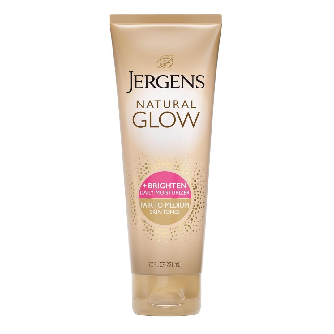 Jergens Natural Glow Self Tanner Body Lotion, Sunless Tanning, Fair to Medium Skin Tone, Daily Moisturizer with Coconut Oil, Vitamin E and Antioxidants, 7.5 Oz