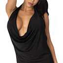 Delicate Illusions Drape Front and Back Dress Microfiber (10x, Black)