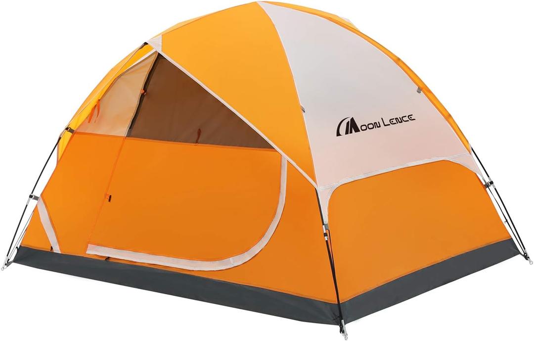 MOON LENCE Camping Tent 2 Person Tent Easy Setup Outdoor Tents Waterproof Double Layer for Camp and Backpacking Orange