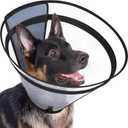Dog Cone to Stop Licking, Clear Recovery Collar with Detachable Zipper, Sturdy Elizabethan Collar for Large Medium Small Dogs, Soft Adjustable Cone After Surgery Patented, Black M