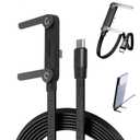 240W Braided Fast Charging Cable 5 FT,with Built-in Phone Stand,Sideways Phone Charger,USB C to USB C Cable,90-Degree Foldable USB-C Cable,for Smartphones Tablets