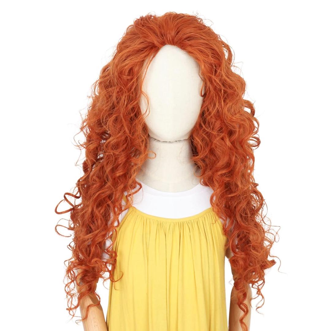 Yan Dream Princess Wig Long Curly Copper Red Halloween Costume Wig