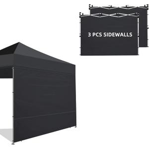 Joramoy Canopy Tent Sidewalls for 1010 Pop Up Canopy, 3 Pack Instant Canopy Sunwall, Waterproof and UV Protection Canopy Shade Wall, Straight Leg Canopy Sidewalls 3 PCS Only(Black)