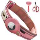 Essential Pet Supplies: Pet Collar for Small Dogs with Reflective AirTag Holder and Secure,Comfortable Padding Bundled with Safe Dog Nail Clippers and Self-Cleaning Dog Brush (PINK)