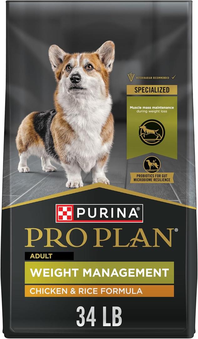 Purina Pro Plan Weight Management Dry Dog Food Chicken and Rice Formula - 34 lb. Bag (EXP 11/30/26)