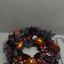 24" Glitter Halloween Wreath Outdoor - Sparkly Balls, Skulls, Bat, Skeleton, Pumpkin on Black Twig | Front Door Outside Goth Decor for Spooky Night