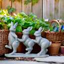 Newman House Studio Garden-Statues - Easter Bunny Decor - Rabbit Figurine - Garden Décor - Resin 3 Playing Bunnies On Base Sulptures for Easter Yard Framhouse Indoor Outdoor Décor 20.5 x 5.5 x 15.5 in Newman House Studio