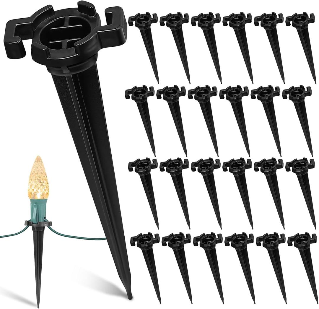 Plastic Light Stakes 200Pack, 4.5 Inch Christmas Yard Stakes for C7 C9 Christmas Lights Outdoor, Christmas Light Stakes for Outdoor Holiday Lights on Pathway, Lawn, Driveway, Garden, Back
