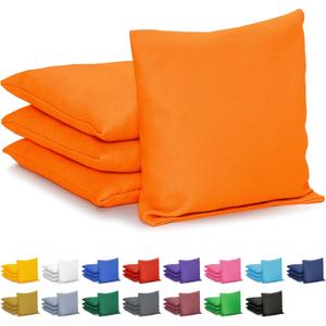 GoSports Classic Cornhole Bean Bags Set of 4-16 Colors - Regulation All Weather, Mix and Match (Orange)