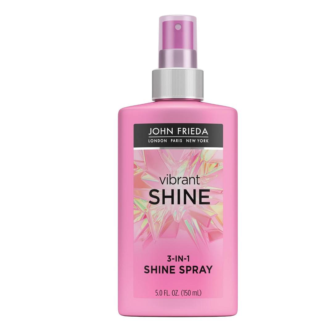 3 x John Frieda Vibrant Shine 3 in 1 Spray, Boosts Shine, Detangles Hair, Heat Protects, Infused with Rosehip Oil for Radiant, Glossy Hair Across All Shades, Styles, & Textures, 5 Oz