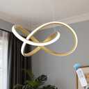 MAYNA Modern LED Chandelier with Remote Control, Dimmable LED Chandelier with 3 Color Temperature,Height Adjustable Pendant Lights for Dining Room Foyer Entryway Kitchen Living Room, Gold 19.7 inch