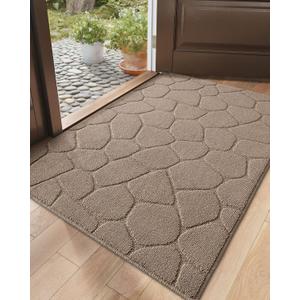 DEXI Front Door Entryway Mat Non Slip, 32x48 Washable Inside Entrance for House Floor Low Profile, Thin Entry Doormat Absorbent Dirt Trapper, Pebble Beige