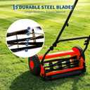 16" 5-Blade Push Reel Lawn Mower, Manual Push Mower with Adjustable Cutting Height, Compact Lawnmower for Small to Medium Yard and Field, Lightweight Hand Reel Push Mower, Red