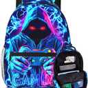 Blue Lightning Gamers Backpack For School Boys Girls Game Player Lightweight Waterproof Bags Backpack For School Travel Hiking Gamers Backpacks For Boys Age 6-88-108-1210-12 Years Old (One Size)