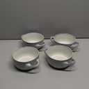 MONITO 28 Ounce French Onion Soup Bowls, 4PCS Reactive Glaze Ceramic Bowls with Handles, Stackable Soup Crocks, Oven/Microwave/Dishwasher Safe, for Cereal, Pasta, Chilli, Beef Stew, White-blue