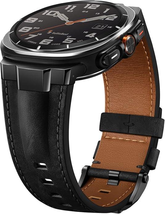 Suitisbest Genuine Leather Band Compatible with Galaxy Watch Ultra Bands 47mm - Zero-Gap Precision Fit with Designer Metal Connectors for Samsung Ultra 2026 2025 2024 - Rugged Crazy Horse Strap for Men