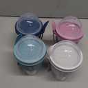 4 Pack Reusable On The Go Yogurt Parfait Cups, Breakfast Plastic Containers with Lids and Spoons, Perfect Jars for Overnight Oats Cereal Granola Oatmeal Smoothies and Snack Prep (4 Colors Set)