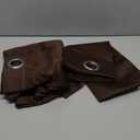ChrisDowa Small Window Curtains for Kitchen and Bedroom - Grommet Short Thermal Insulated Room Darkening Curtains (2 Panels, Brown, 42 x 36 Inch)