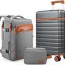 Luggage Sets 3 Piece, Carry On Luggage 20 Inch With Spinner Wheels,PC Hardside Suitcase Set with TSA Lock,Durable Carry On Suitcase With Travel Backpack for Men (Grey, 3 piece set (20inch))