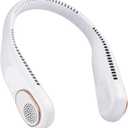 SWEETFULL Portable Neck Fan 360 Cooling Bladeless Personal Fan | No Hair Twisting - 4000mAh USB Rechargeable Wearable Fan for Travel, Birthday Gifts for Men, Women, Mom, and Dad (A4 White)