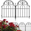 Samamixx Decorative Garden Fence, 19 Panels No Dig Metal Fencing 21ft(L)  22in(H) Animal Barrier Border for Dog, Landscape Edging with No-Dig Stakes for Yard Lawn Patio Flower Beds Outdoor