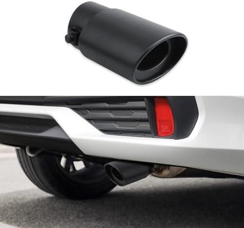 HEVLE Stainless Steel Car Exhaust Tip, Muffler Tip, 2.5" to 3.3" Adjustable Chrome-Plated Finish Exhaust Tailpipe, Universal Rolled Edge Exhaust Tail Tip for Vehicles Rear Tip Pipe (Black, Straight)