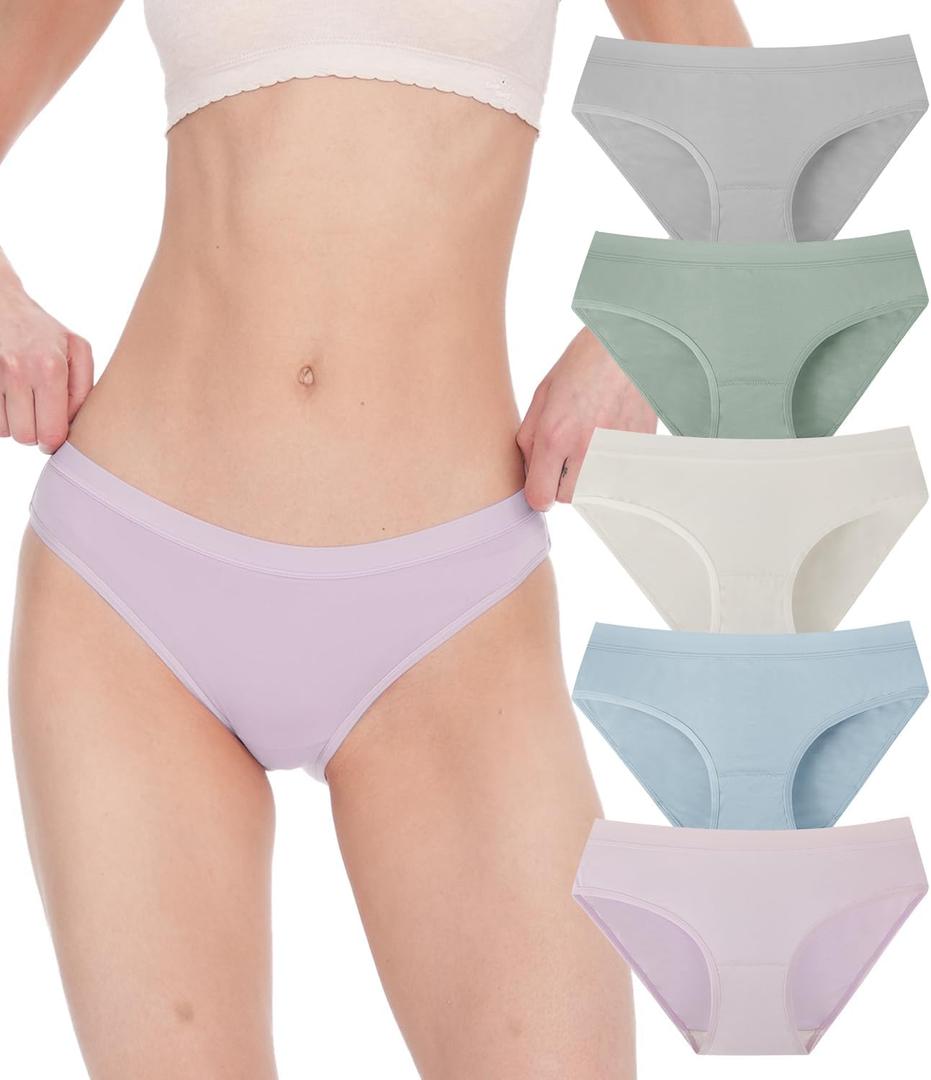BAMBOO COOL Womens Underwear Bikini Underpants Hipster Ladies Panties Soft Stretch Breathable Panties for Women, 5-Pack (Small)