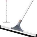 Eazer Floor Squeegee Broom: Heavy Duty Scrubber with Extendable 60'' Aluminum Pole and Rubber Blade for Kitchen, Swimming Pool, Concrete Floors,Shower,Tiles,Garages,Windows,Glass,Pet Hair Removal