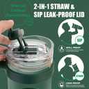 Tronco 40oz Glass Tumbler with Straw and Lid, Leakproof Flip Straw Glass Tumbler with Handle, Glass Water Bottles Fit in Cup Holder, BPA Free, Dishwasher Safe (Mixed Light Green)