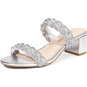 DREAM PAIRS Women's Two Braided Strap Low Heels for Women Open Toe Block Chunky Heels Sandals Holiday Party Wedding Dress Pumps Shoes (8.5)