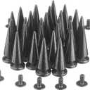 RUBYCA 25MM 30 Sets Large Metal Big Tree Spikes and Studs Metallic Screw-Back for DIY Leather-Craft Black Gunmetal (30 PCS)