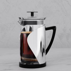 French Fress Coffee MakerStainless Steel Coffee Press,Durable Coffee Pot With Scale Line,4 Level Filtration System,Heat Resistant Borosilicate Glass
