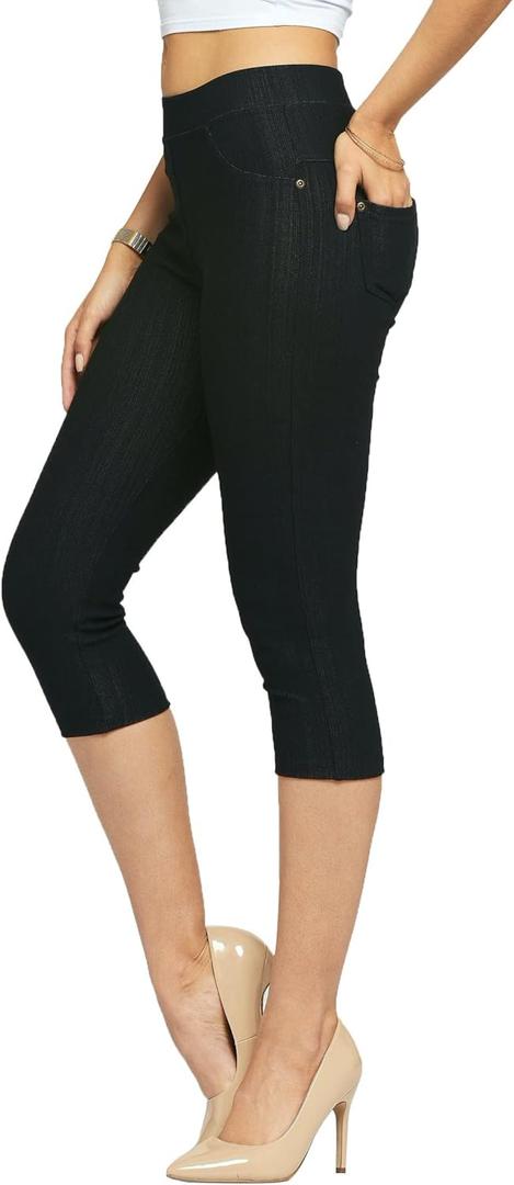 Conceited Jeggings for Women with Pockets - High Waist - Tummy Control Shaping - Regular and Plus Size (12-18, Black)