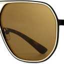 SUNGAIT Polygon Aviator Sunglasses for Men Polarized Trendy Square Sun Glasses Retro Pilot Shades UV Protection (2026 Amber Frame/Gold Rim/Brown Lens)