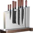 Magnetic Knife Holder Stand,Large Double Sided Magnetic Knife Block WIthout Knives Stainless Steel Magnet Kitchen Knife Holder Strong Magnetic Knife Rack Storage With Three Magnet Strip (16.143.9411 inch)