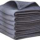QUILTINA Dish Towels Set,100% Cotton Waffle Weave Kitchen Towels 6 Pack,17 x 25 Inches Dish Towels for Kitchen,Super Absorbent for Drying and Cleaning (Gray)