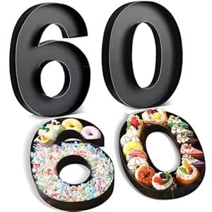 Noveread 2 Pack 13.6" Fillable Cardboard Number, Paper Mache Numbers for Birthday Decoration, Charcuterie Party, Anniversary Fillable Paper Chocolate Candy Gift Box (Black, 60)