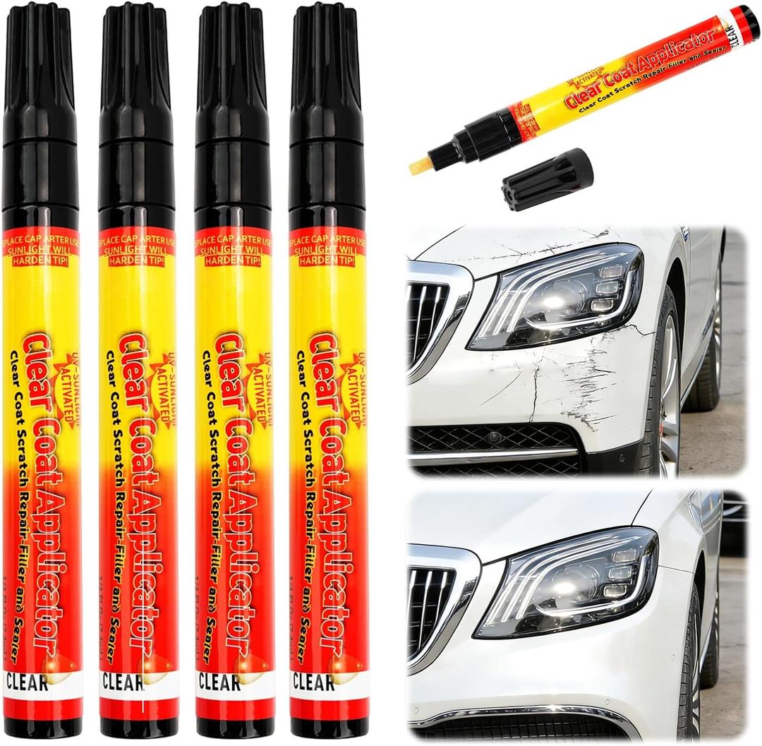 Vitanst Clearfix Scratch Removal Pen, Magic Car Scratch Removal Pen, Auto Paint Repair Pens Brush, Car Clear Scratch Remover Touch up Pens, for All Car Colors & Surfaces (4PCS)