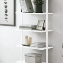 Ktaxon 5-Shelf Industrial Wood Ladder Bookcase with Metal Frame,White