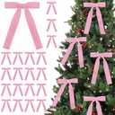 SIMISI RIBBON 24 Pcs Pink Velvet Bows Christmas Tree Ornaments Vintage Ribbon Bow for Tree Garland Wreath Rustic Crafts Gift Indoor Outdoor Xmas Decorations