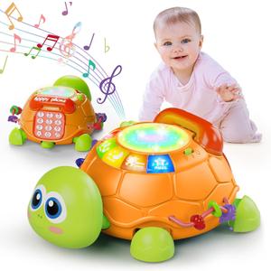 Letapapa Baby Toys 6 to 12 Months, Musical Turtle Baby Toys for 12-18 Months, Crawling Toy with Light & Sound, Educational Toy Birthday Gift for Baby Infant 3-6 7 8 9 10 Months 1 2 Year Old Toddlers (Orange)