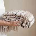 Boho Throw Blanket for Couch - Farmhouse Rustic Soft Blanket with Tassel, Western Aztec Vintage Blanket, Bohemian Cozy Blanket, Gifts for Women(50x60 Inches, Beige and Gray)