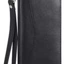 Oak Leathers Smooth Nappa Leather Wallet for Women - RFID Womens Wallet Clutch with 8 Credit Card Holder, Coin Pocket (Black1)