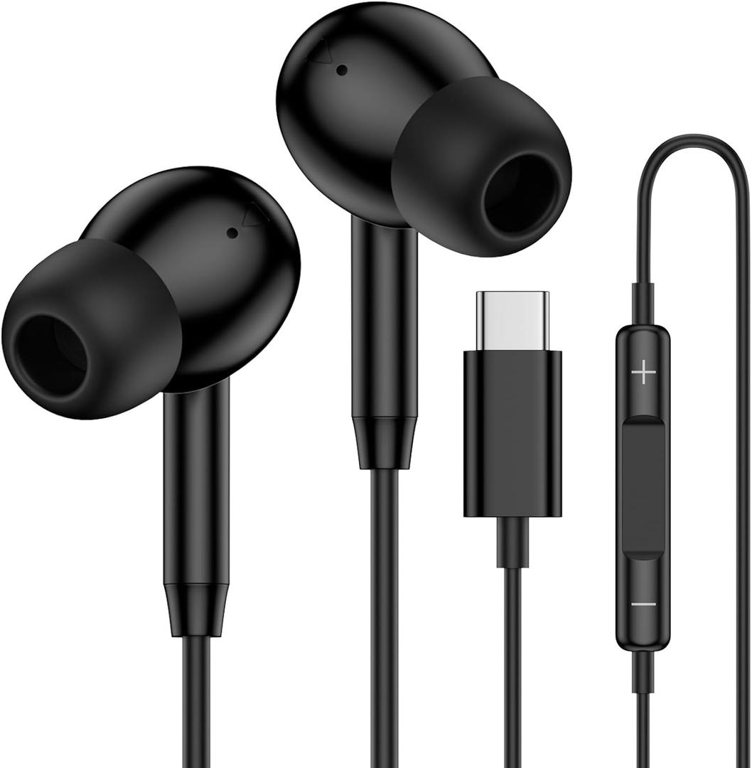 USB C Samsung Earbuds Wired Ear Buds for Samsung Galaxy A16 A17 A36 5G A26 S25 Edge A56 S25 Ultra Plus S24 FE A35 Z Fold 6 USBC In-Ear Headphones Wired Type C Earbud Earphones Headsets with Microphone