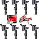 MAS Set of 8 Ignition Coils Pack Straight Boot & Motorcraft Spark plug SP546 SP515 Compatible with Ford F150 F250 F350 Super Duty Expedition Lincoln Navigator V8 5.4l Replacement for DG511 FD508